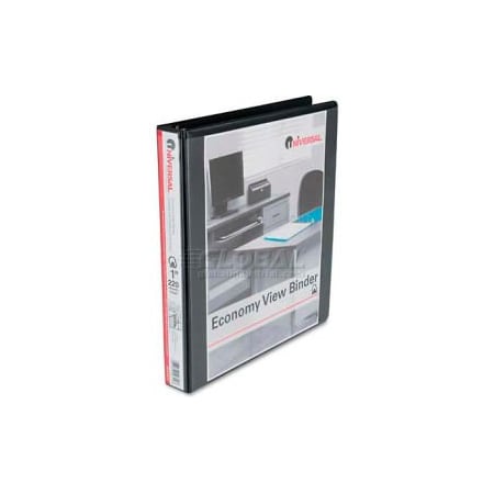 Universal Economy D-Ring Vinyl View Binder, 1 Capacity, Black UNV20741***